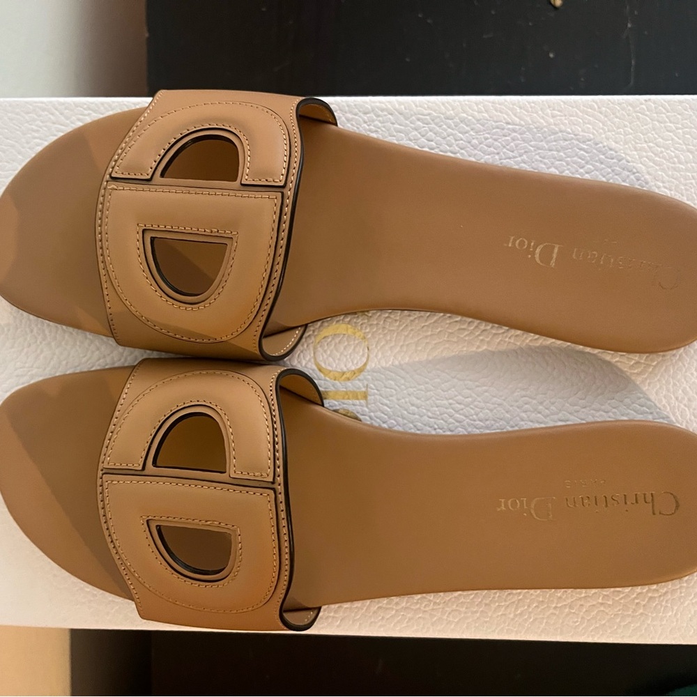 Dior Beige Leather Slip-On Shoes